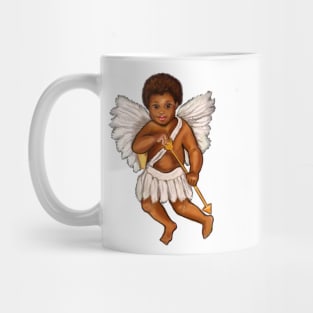 The Best Valentine’s Day Gift ideas 2022, Cupid.... afro baby angel holding an arrow - curly Afro Hair and gold arrow Mug